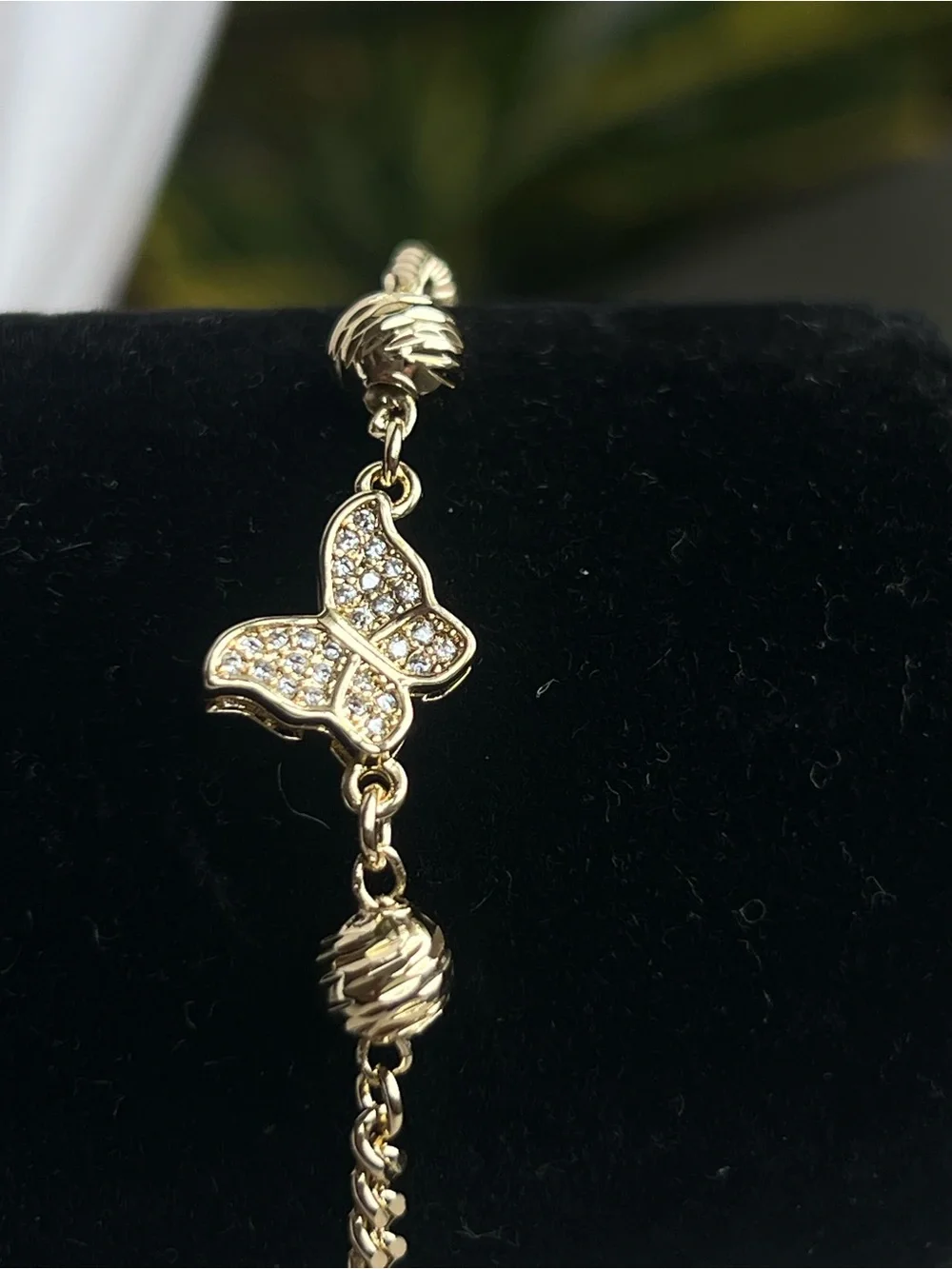 Gold pavé Butterfly Bracelet with round swirly accents